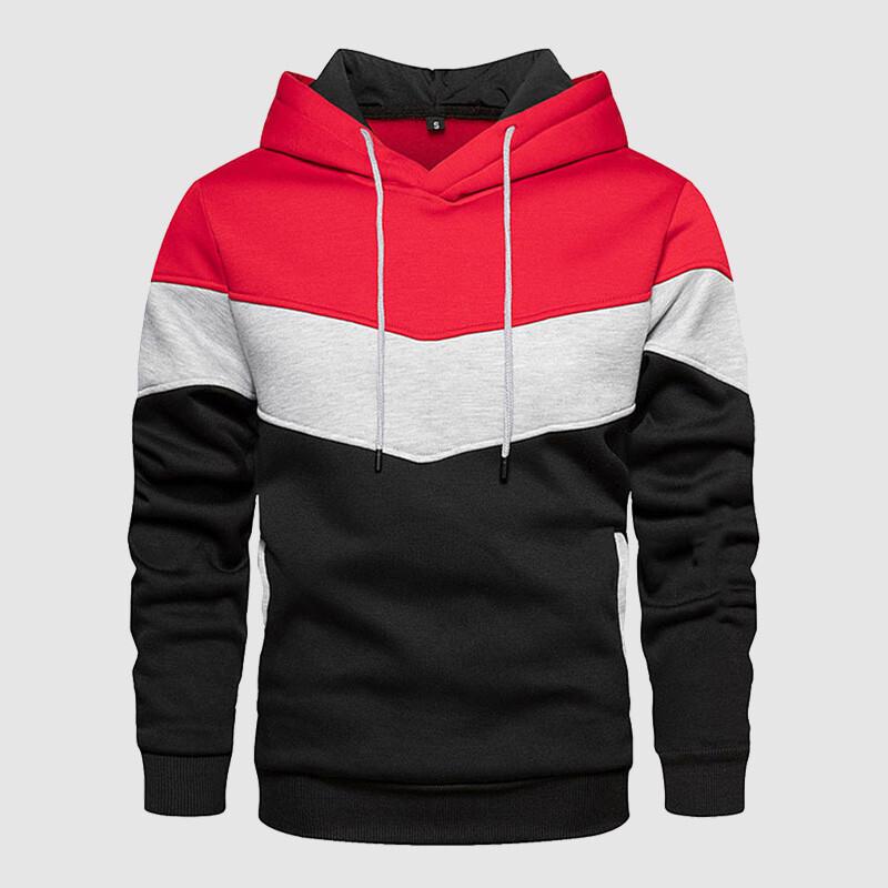 Spring and Autumn Men's Loose Casual Color Matching Hooded Sweatshirt