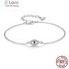 KALETINE Lucky Evil Eye Bracelet 925 Sterling Silver Bracelets for Women Blue Stone CZ Turkey Adjustable Men Jewelry KLTB099