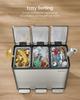 SONGMICS 3 x 4.8 Gallon (3 x 18 L) Kitchen Bin, 2-Compartment Recycling Bin with 15 Rubbish Bags, Removable Inner Buckets, Lid, Handles, Soft Close