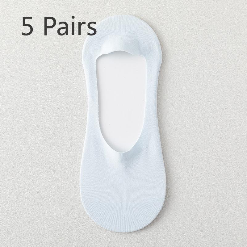 5 пар женских тонких носков из чистого хлопка на весну и лето, впитывающих пот, нескользящих, невидимых