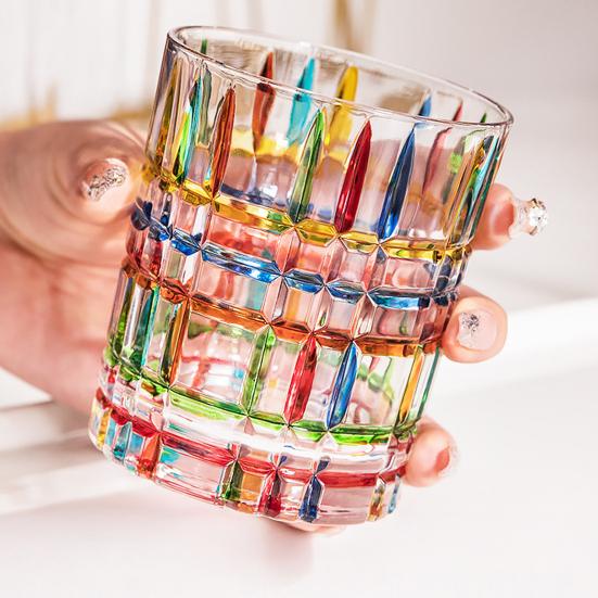 Красочные расписанные вручную стаканы для виски в готическом рок-стиле, бокалы для вина из ослепительного цветного натрий-кальциевого стекла