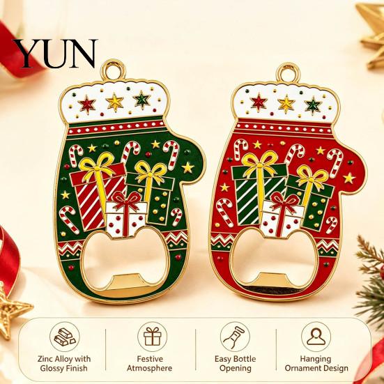 Holiday Kitchen Gadget Accessories Christmas Glove Bottle Opener, Shape Remover with Magnetic Backing, Decorative Tool for Fridge Durable Zinc