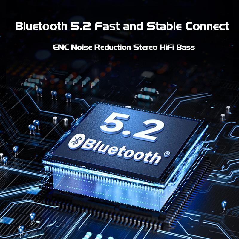 VAORLO Спортивные наушники TWS, светящиеся наушники-крючки, IPX5, водонепроницаемые, ENC, стереогарнитура с шумоподавлением, Bluetooth 5,2, безболезненное ношение