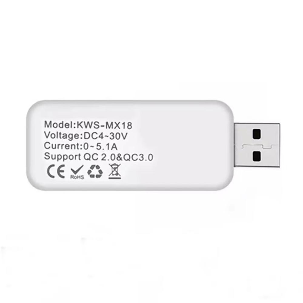 1 шт. MX18, черный/белый, 4-30 В, 0-5,1 А, цветной дисплей IPS, USB-тестер, мультиметр, поддержка QC2.0 QC3.0, USB 3,0, детектор напряжения, тока и мощности