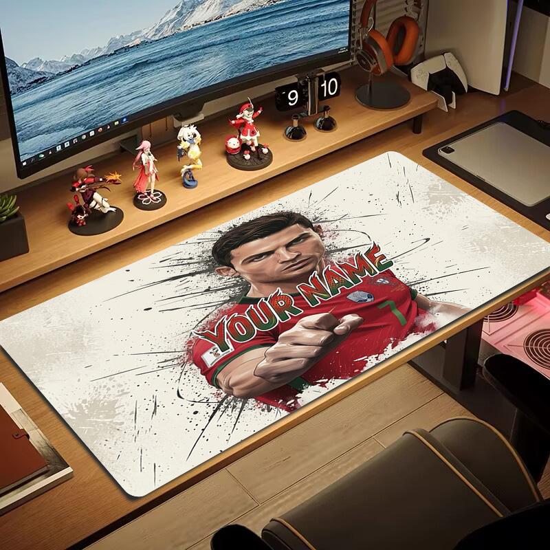 Cr7 Custom Name Large Size Mouse Pad Large Gaming Table Cushion Nonslip Laptop Tablet Big Mousepad Xxl Mat Mini Pc Playmat With Lock Edge Custom Name
