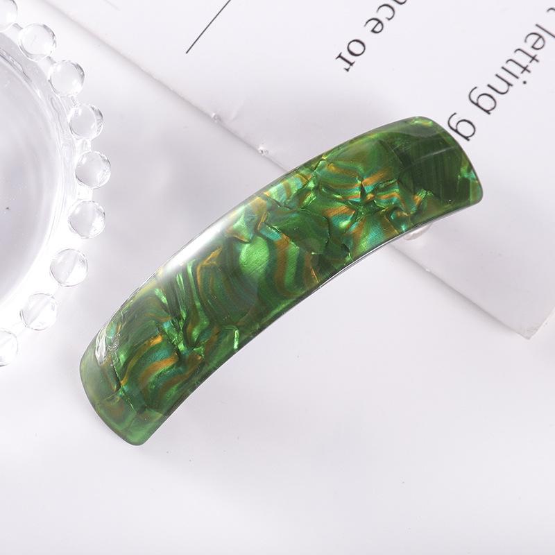 Korean Trendy Acetate Plaid Hair Clip - Colorful Curved Design for Bangs