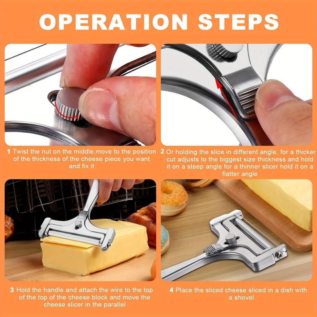 2 шт./компл. проволочной ломтерезки для сыра из нержавеющей стали и ломтерезки для сыра с регулируемой толщиной, кухонные инструменты для приготовления пищи