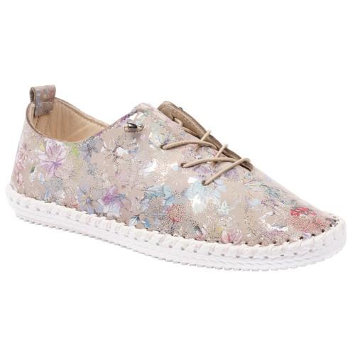 Lunar Womens/Ladies Exbury Floral Leather Plimsolls
