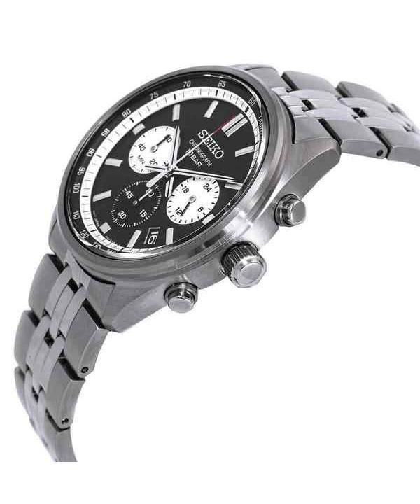 Seiko Chronograph Stainless Steel Black Dial Quartz SSB429P1 100M Men's Watch