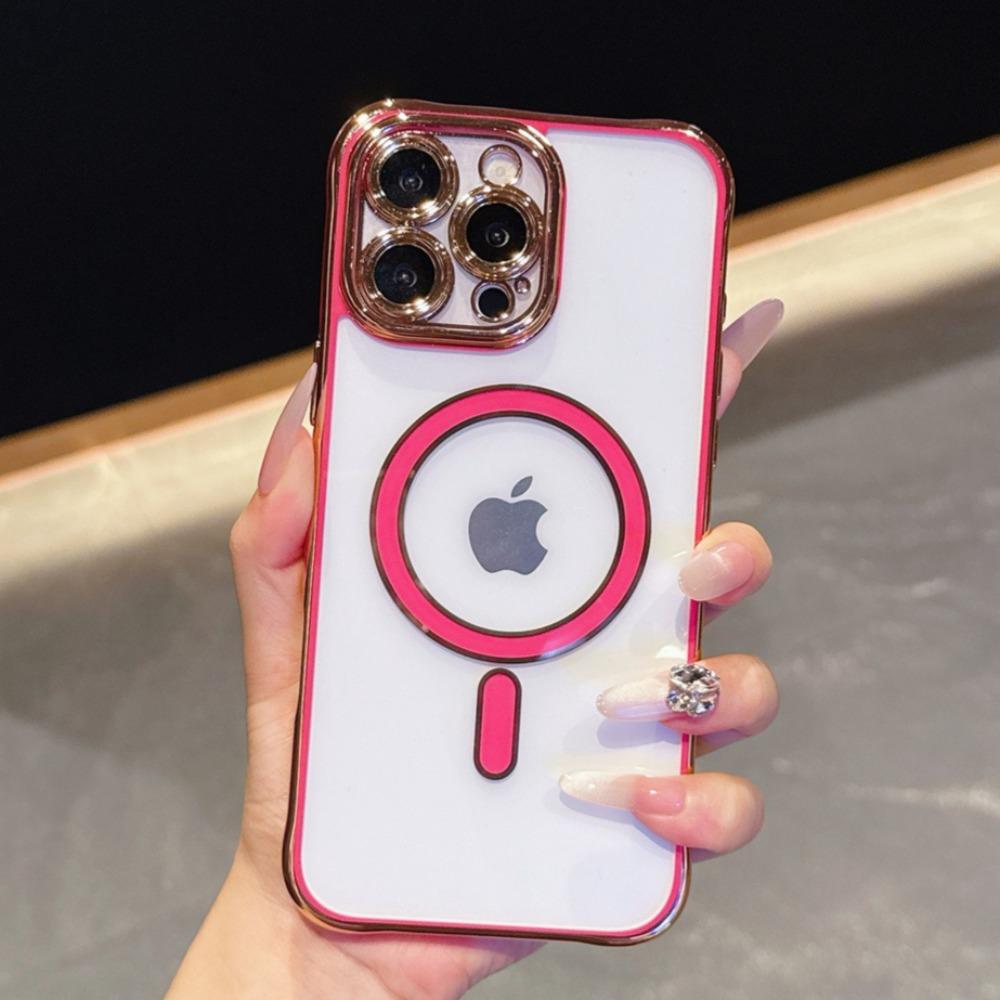 Luxury Transparent Electroplating Cases For iPhone 17 Air 16 16E 15 Plue 14 13 Pro Max Magsafe Wireless Charge Camera Lens Cover