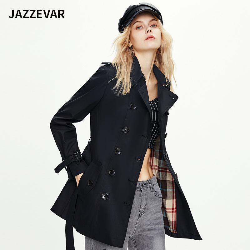 Женственная узкая короткая двубортная ветровка-куртка