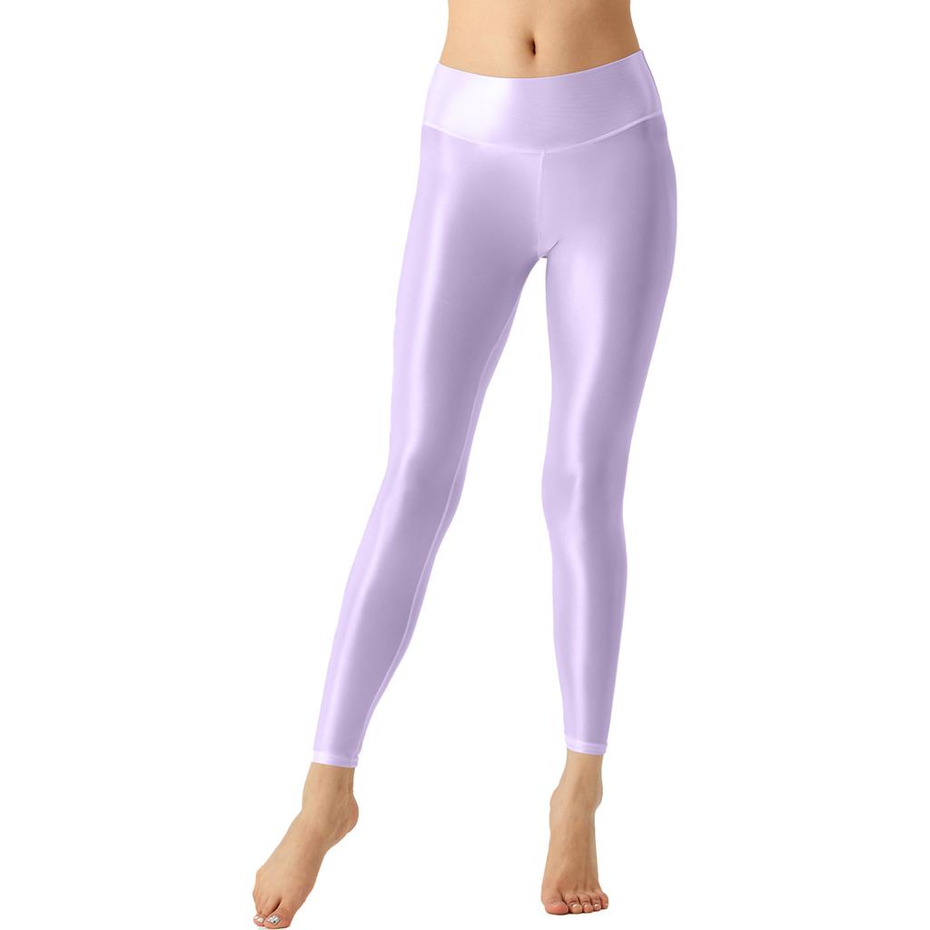 Women's Glossy Pantyhose Tights Skinny Leggings Footless Nylon Sheer Stretch Yoga Pants