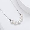 HENGSHENG 6-7mm Pearl White Pink Purple Smile Chain 925 Sterling Silver Fine Cute Fashion Pendant Necklace Women Girls Jewelry