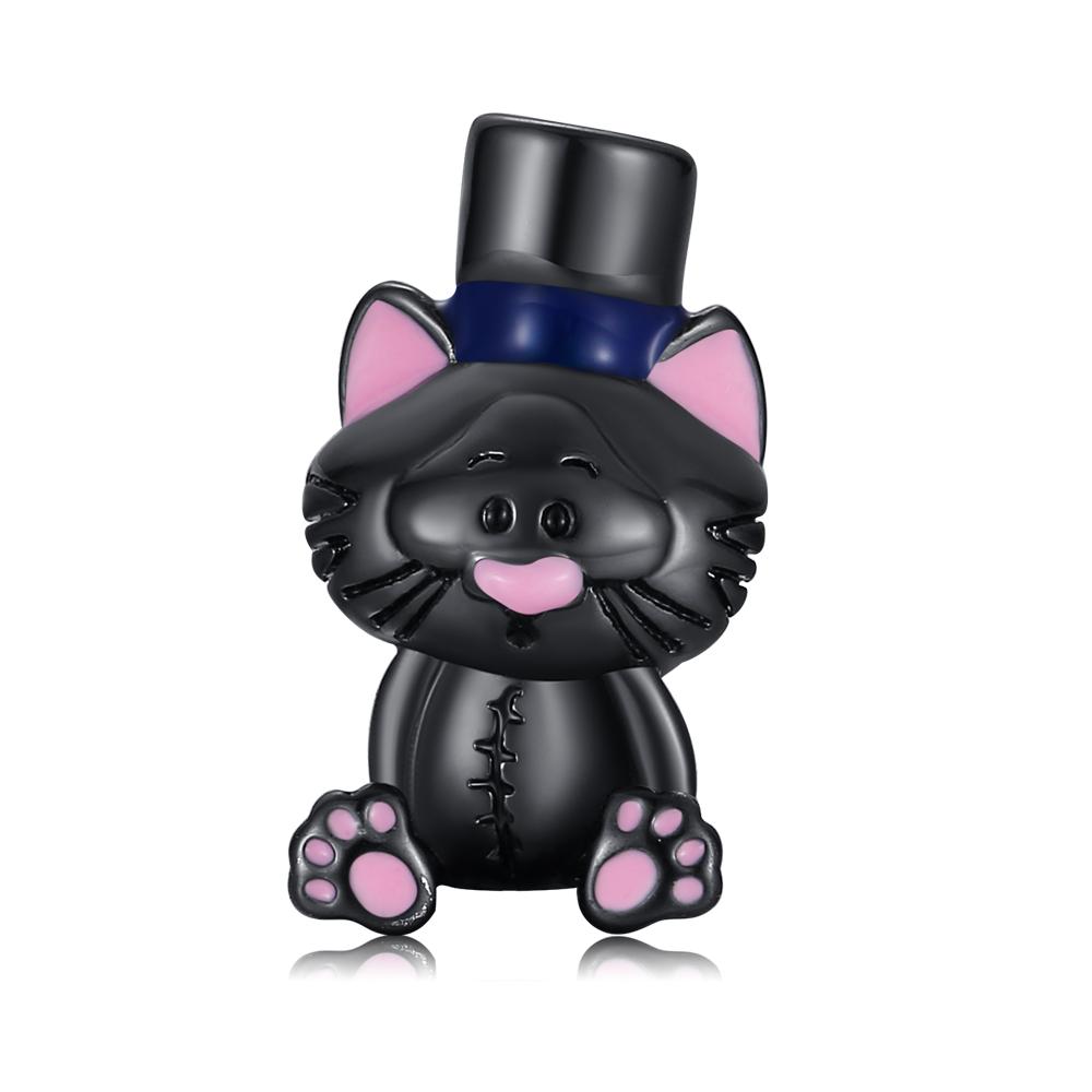 Черные готические подвески-шармы в виде кошек на Хэллоуин, подходят для медного оригинального браслета для изготовления ювелирных изделий, шармы для браслетов