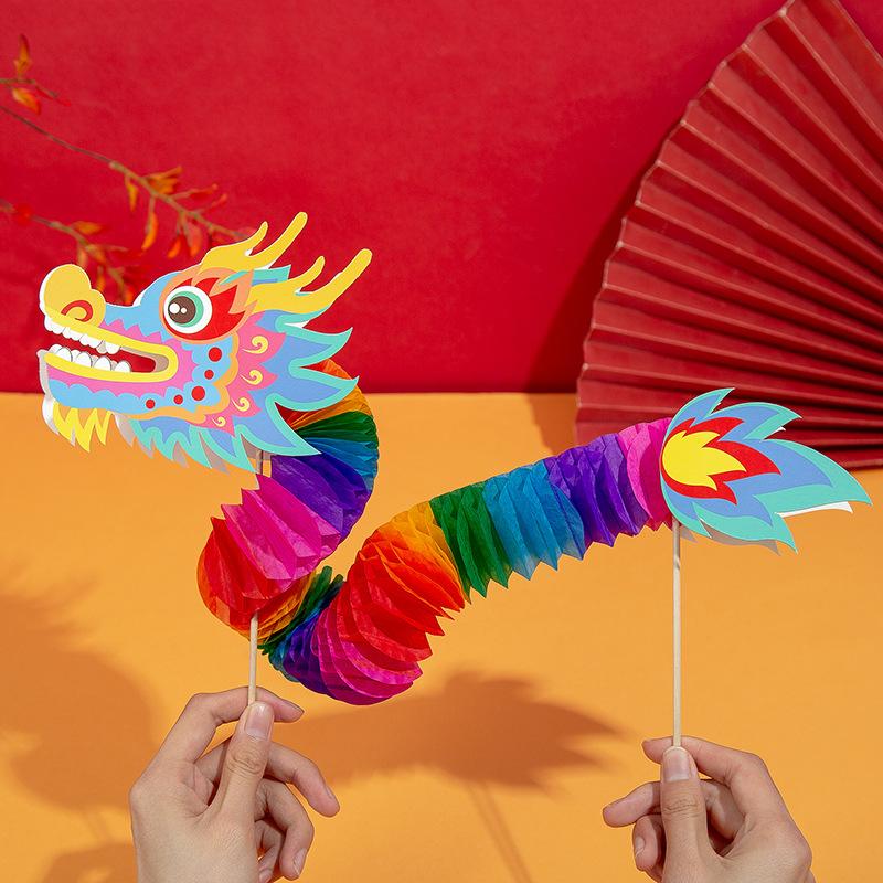 1pc 2025 Year of the Snake Spring Festival Folding Dragon Chinese New Year Ornament DIY Handmade Decoration Pendant