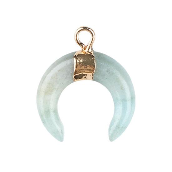DIY Pendant Gold-Plated Edging Crescent Horn Design Natural Imitation Crystals Jade Necklace Bracelet Earrings Charm DIY Jewelry Making