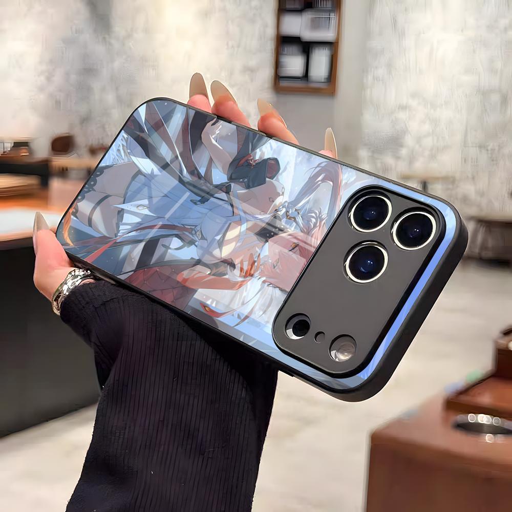 Changli Милый Чехол для Телефона Wuthering Waves Для IPhone 17 Air 16 E Pro Max 15 14 13 Mini 12 Pro 11 Max Plus Черная Стеклянная Крышка