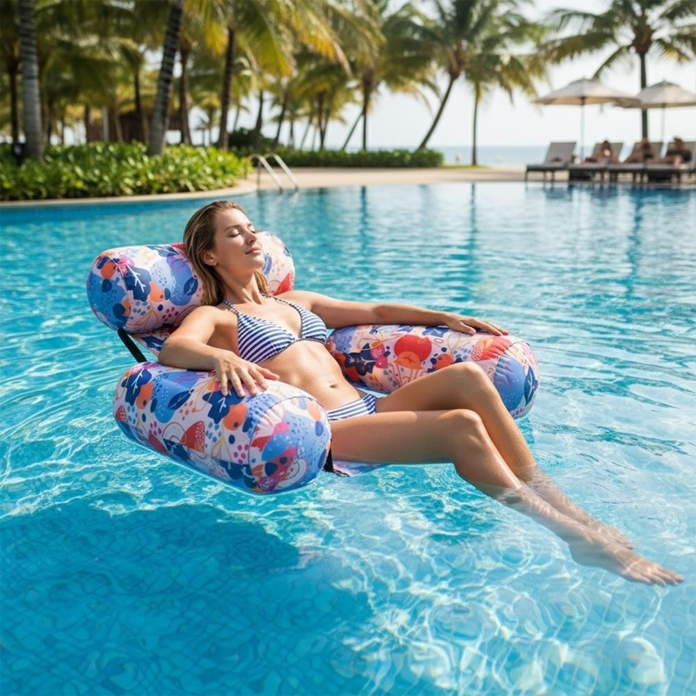 Leaves Pattern Inflatable Pool Float Recliner Design Water Hammock Floating Bed Party Toy