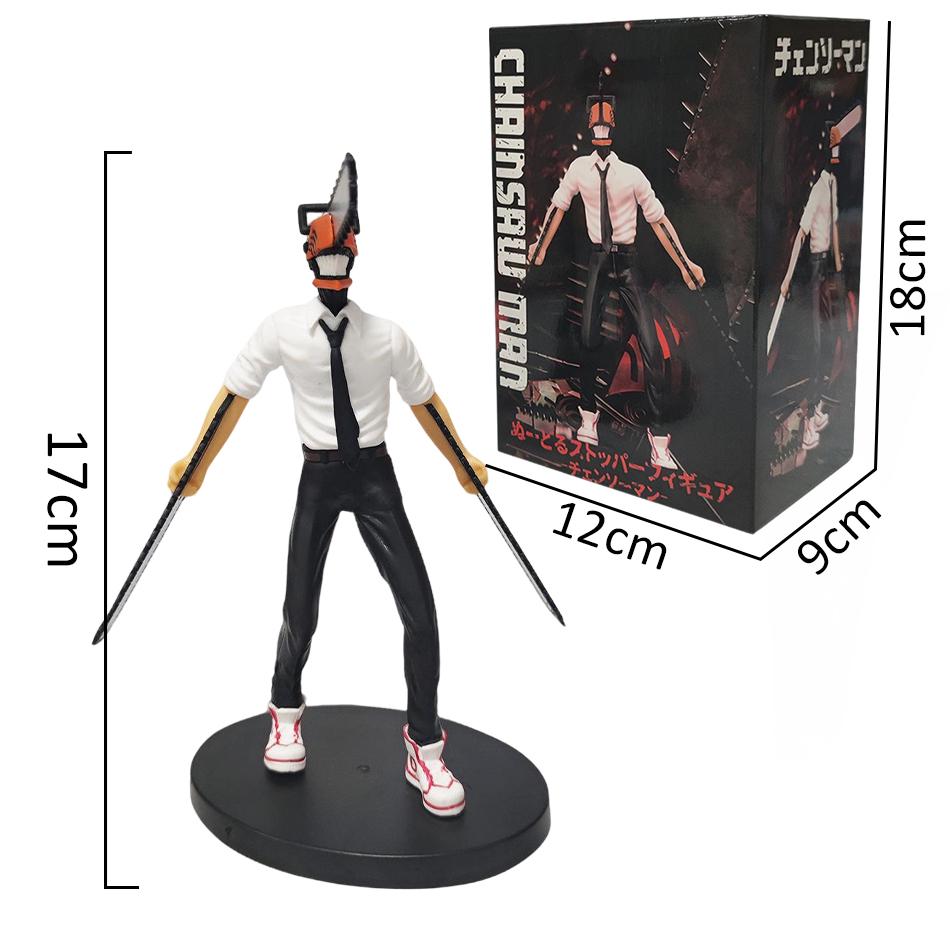 Hot Anime Chainsaw Man Figure 2Pcs Set Denji Action Figural 14-17Cm Car Decoration Doll Pvc Model Collection Toys Children Gifts
