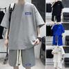 Мужской комплект из 2 предметов, повседневный спортивный костюм, шорты, летний свободный спортивный костюм с коротким рукавом, спортивный комплект, домашняя одежда с вафельной текстурой, подходящий костюм