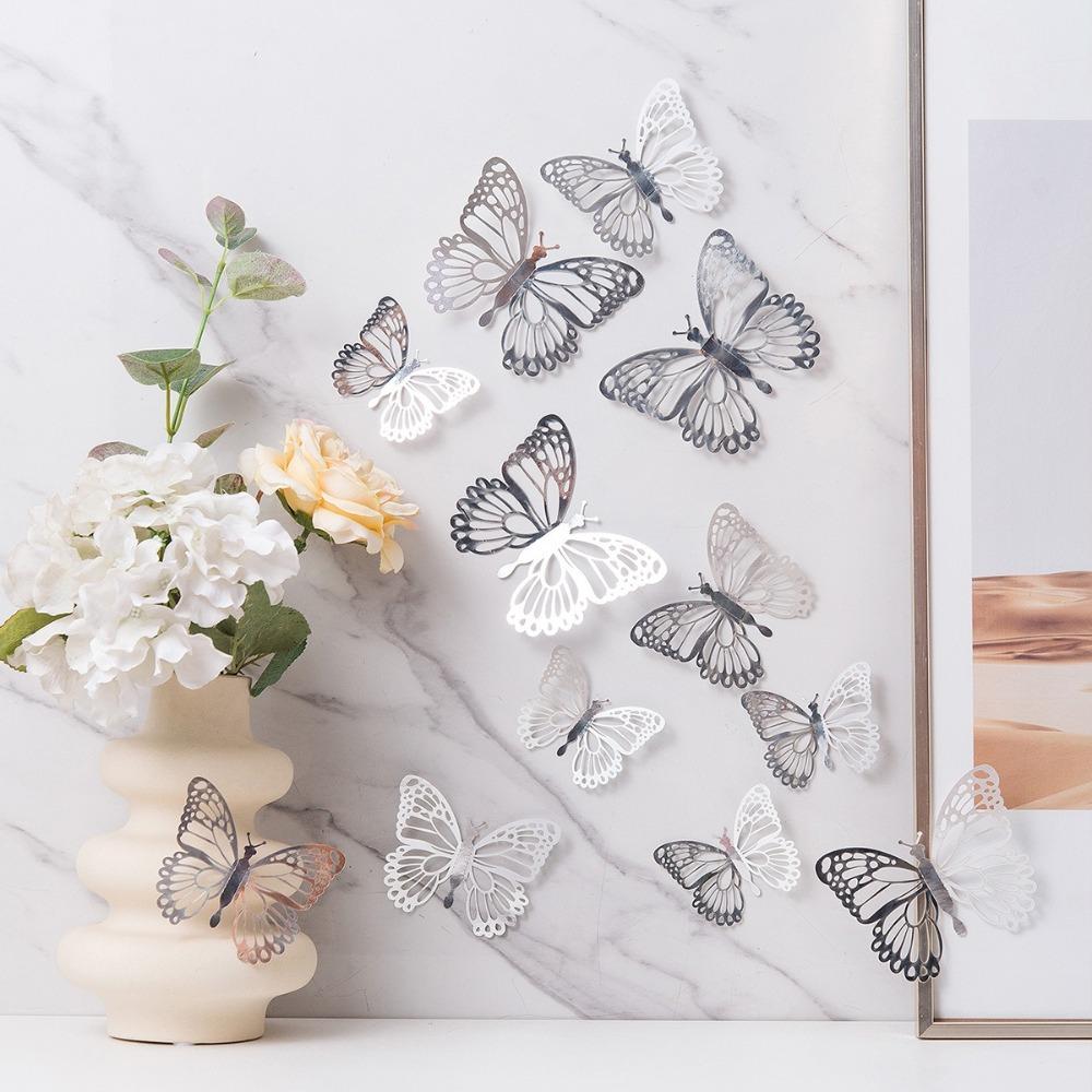 12pcs 3D Butterfly Wallpaper Self Adhesive Decal New Butterfly Wall Stickers Festival Decoration