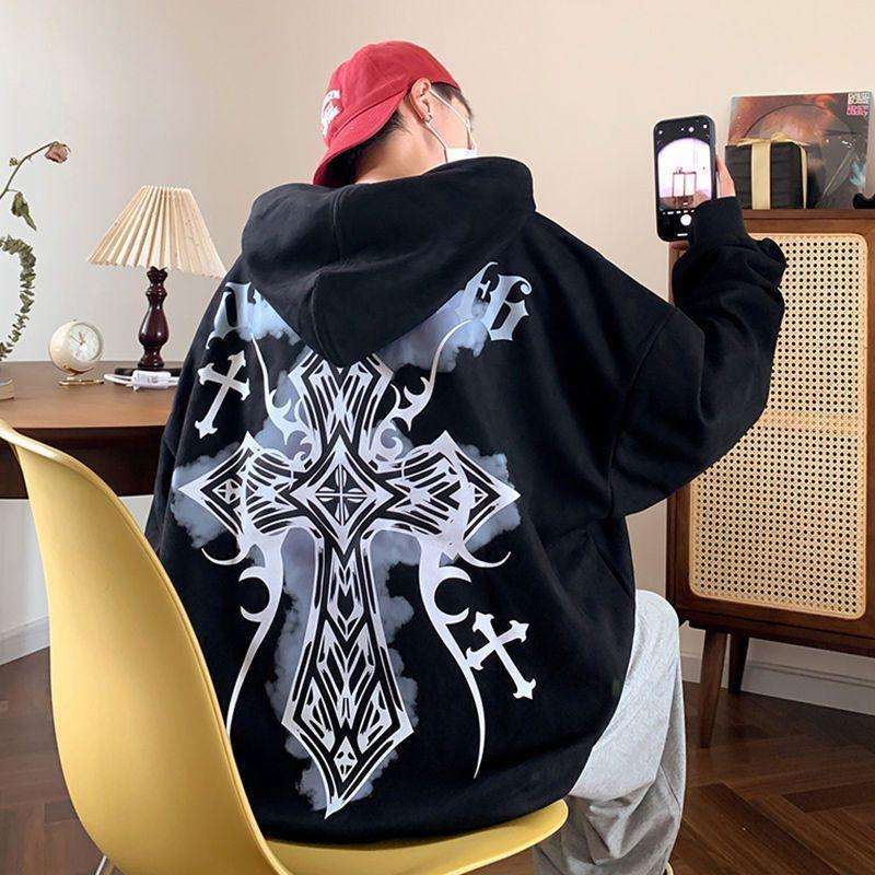 West Coast Choppers Cross Frame Graphics Hoodie Мужская мода Винтажная уличная одежда Мужские свободные толстовки Мужские флисовые толстовки