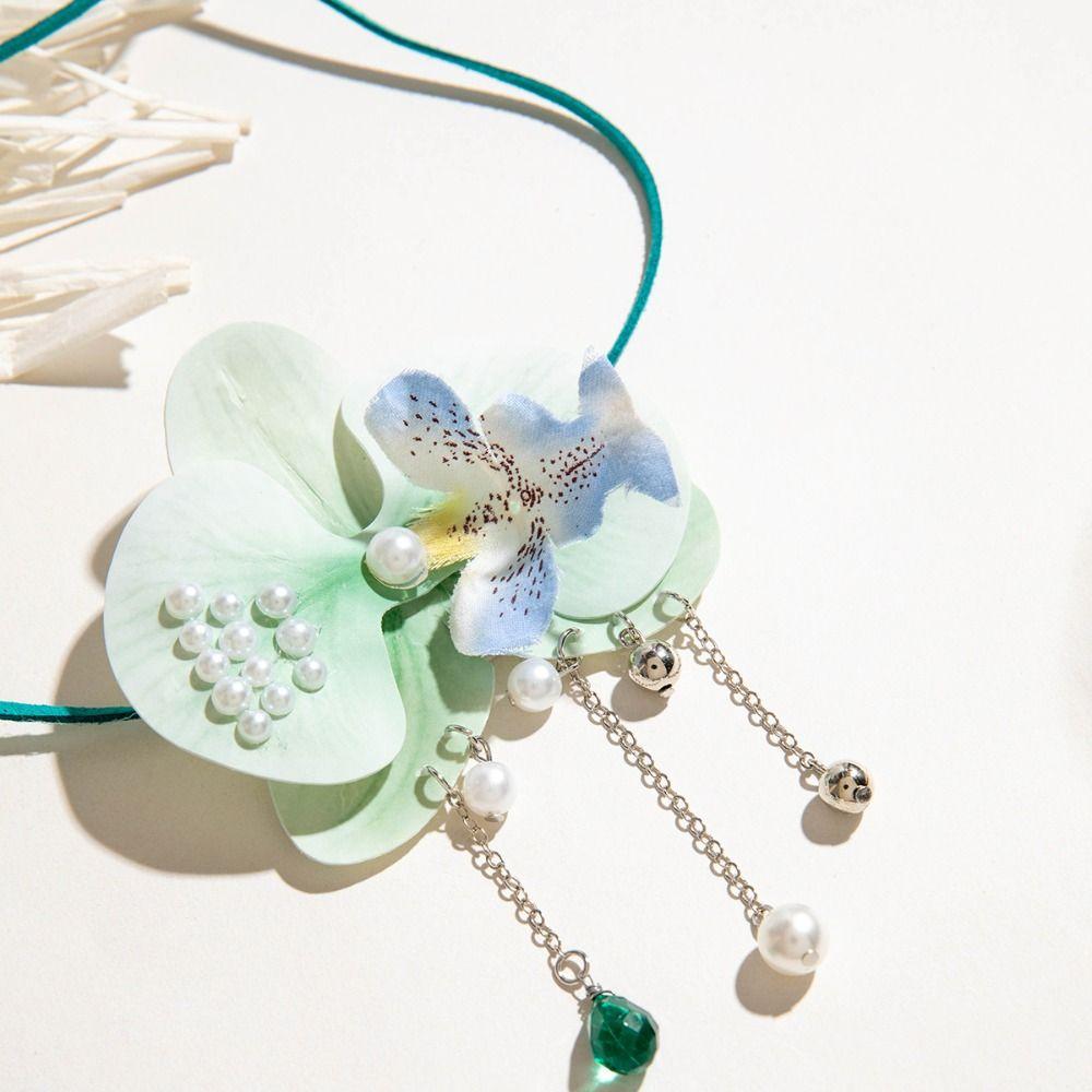 Drawstring Butterfly Orchid Clavicle Chain Lace Up Korean Style Choker Flower Necklace Jewelry