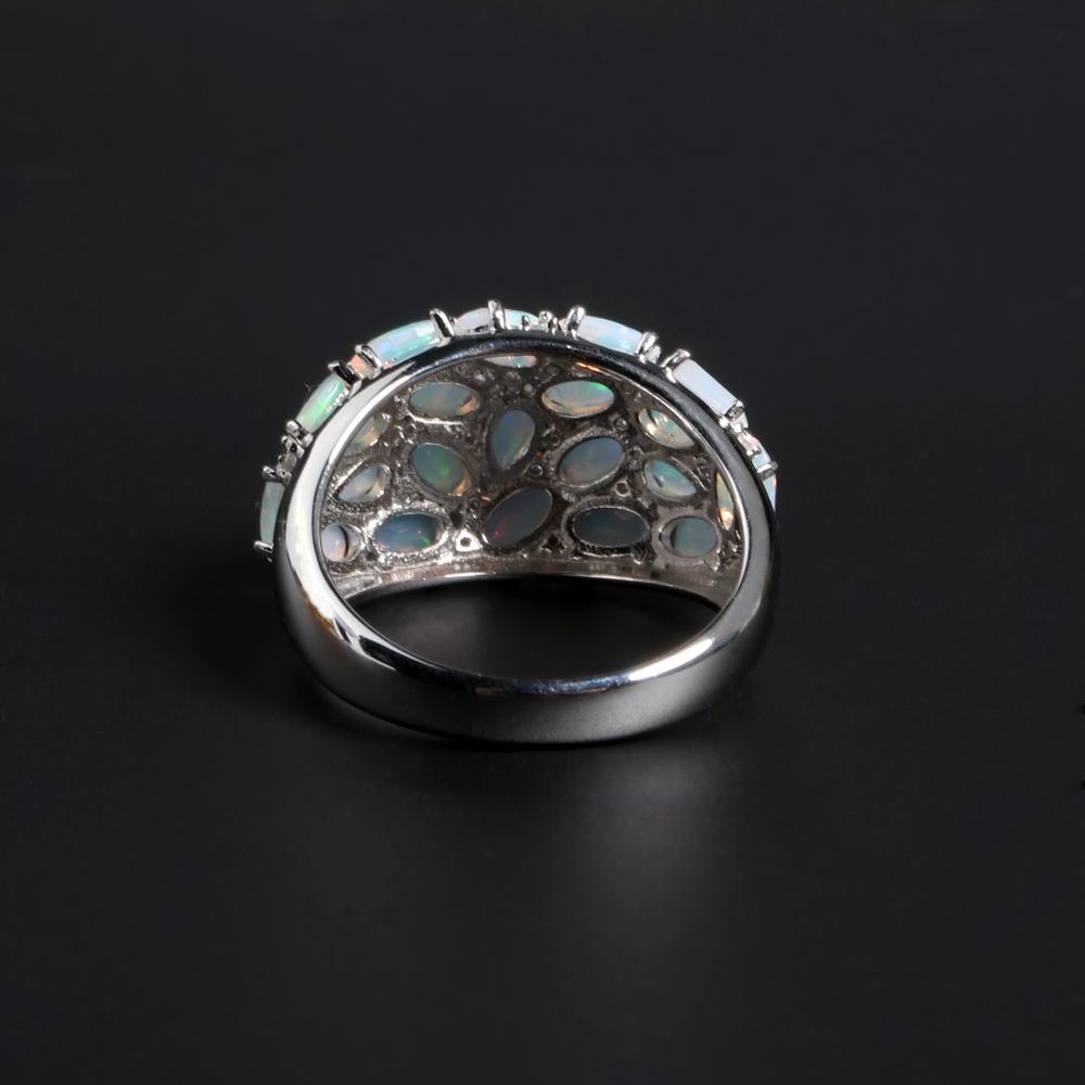 Роскошное кольцо с опалом 3,8 карата, чистое серебро 925 пробы, натуральные Эфиопии, разноцветные драгоценные камни, изысканные украшения для женщин, жены, мамы, хороший подарок