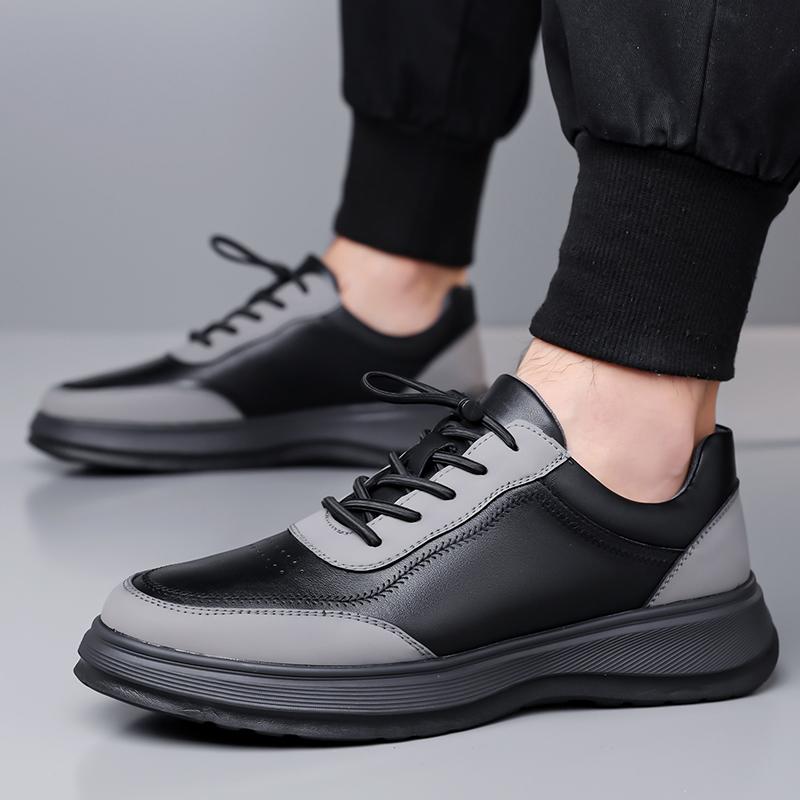 Fashion 2025 New Casual Leather Mens Thick Bottom Shoes High Quality Outdoor Non-slip Comfy Sneakers High Quality Lace-Up Designer Flats