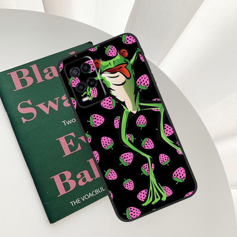 Коттеджкор Фрукты Клубника Лягушка Чехол Для Oppo A15 A16 A17 A52 A72 A76 A96 A54 A74 A94 A54S A57S A58 A78 A98 A57 A77 Чехол
