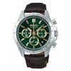 SEIKO SELECTION SBTR017 mens wristwatch battery-operated quartz chronograph leather belt green dial date calendar 24-hour hand equipped