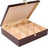 Чайная коробка - Creative Deco - Коричневое дерево - 12 Отделений - 29x25x7,5см - Съемные