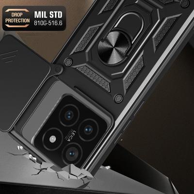 Чехол для Xiaomi 14T Pro со шторкой для камеры, PC+TPU, с подставкой, чехол для телефона