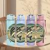 1PC Big Mouth Bass Fishing Animal Print 750ml Color Plastic Sports Water Bottle Leakproof Flip Straw Lid Suitable for Sports Office Home Use
