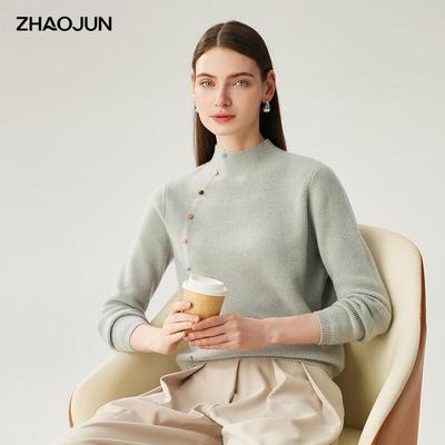 Женский кашемировый пуловер Zhaojun Осень/Зима 2025 с воротником-стойкой