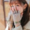 Autumn And Winter Antlers Flip Mittens Female Gloves Christmas Wool Mittens Half-finger Gloves
