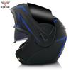 VIRTUE Full Face Motorcycle Helmet With Dual Lens Carbon Fiber Style Decal ABS Shell Flip-Up Design Adult Riders
