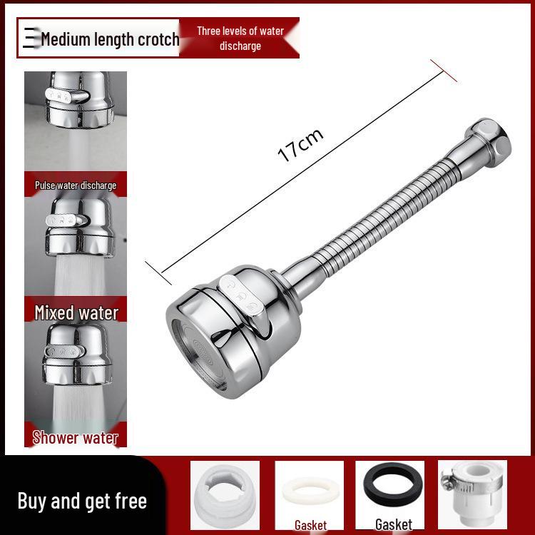 Universal Faucet Extension Tube with Shower Head, Kitchen Filter, and Aerator for Pressurized Water Flow