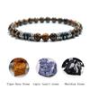 Fashion Mens Bracelet Natural Stone 6mm Lava Rock Tiger Eyes Beaded Braclet Leisure Accessories Gift For Him