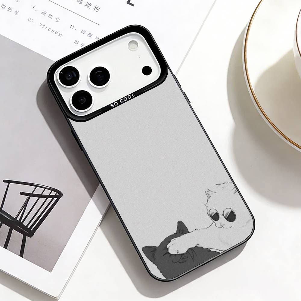 Милые Кошачьи Арт-Принты Чехол для Телефона Для iPhone17,16,15,14,13,12,Pro Max Черный Цветной Чехол для Телефона