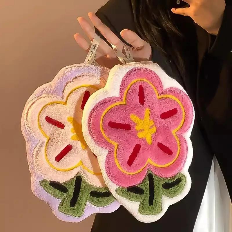 New Thicken Hand Towel Hanging Kitchen Bathroom Creative Towel Super Water-absorbent Non-stinky Quick-drying Dishcloth Flower