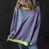 Women's Autumn and Winter Loose Striped Round Neck Sweatshirt Casual Top