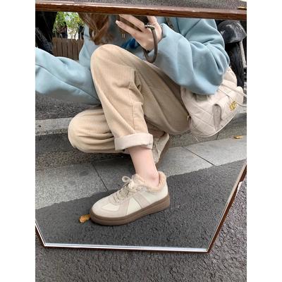 Ретро цветовая гамма, бархатные туфли на платформе, спортивные, для досуга, для моральной подготовки, женские, осень-зима 2025, новая модель, кожаные кеды на шнуровке с низким верхом