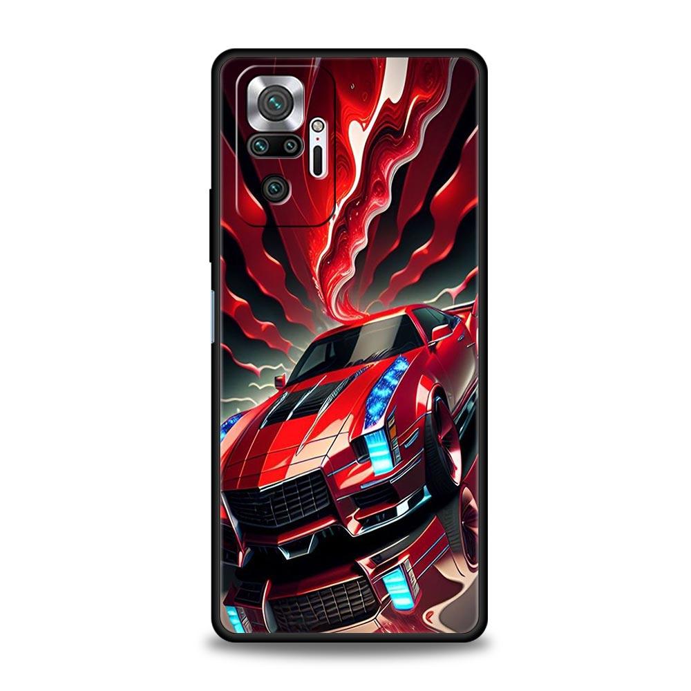 Крутой чехол для телефона со спортивной машиной для Xiaomi Redmi Note 14 13 5G 10 11 12 Pro Plus 4G 14C 13C 12C 10C Черный чехол
