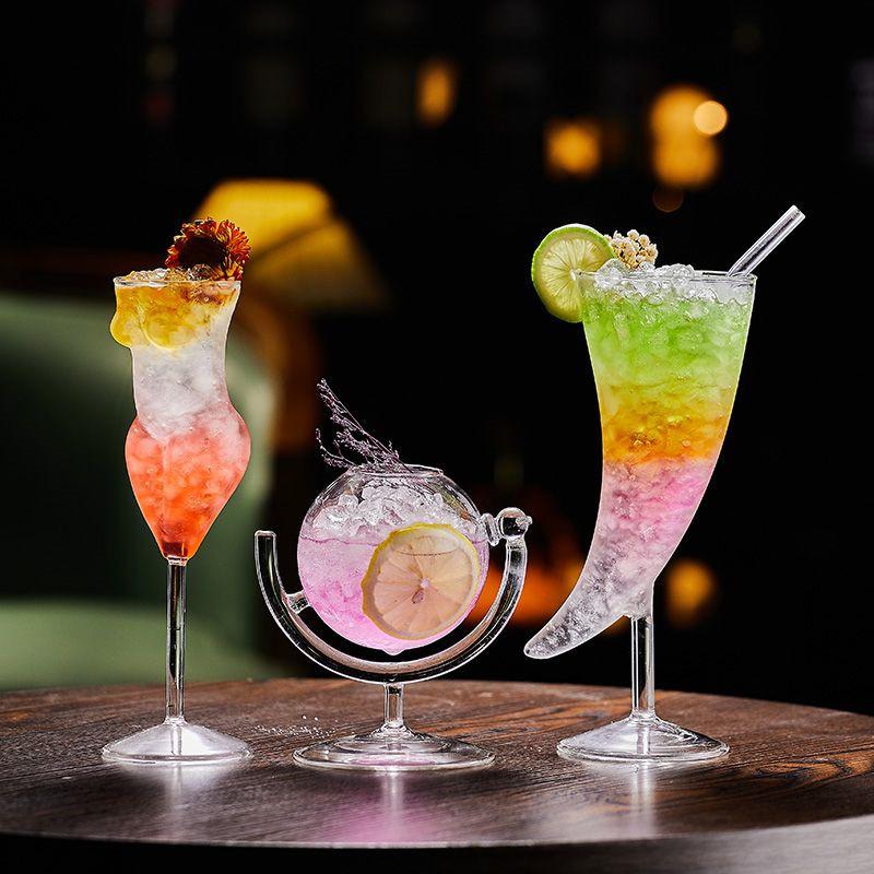 Creative Glass Cocktail Cup Bar Mixing Cup Set Martini Champagne Wine Cup Bird Body Bear Globe Drink Cup Party