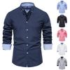 Мужские повседневные рубашки, однобортные мужские облегающие платья, рубашки с длинными рукавами, однотонные мужские рубашки для социальных сетей, дизайнерская сорочка Homme