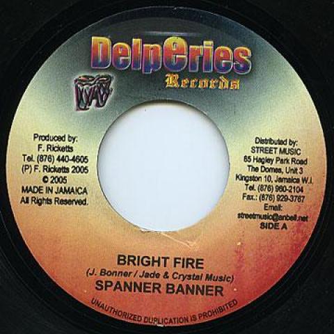 7-дюймовая пластинка SPANNER BANNER / FLOURGON - Bright Fire / Food For The Poor Delperies 2005 Ямайка Регги, Ска и Даб