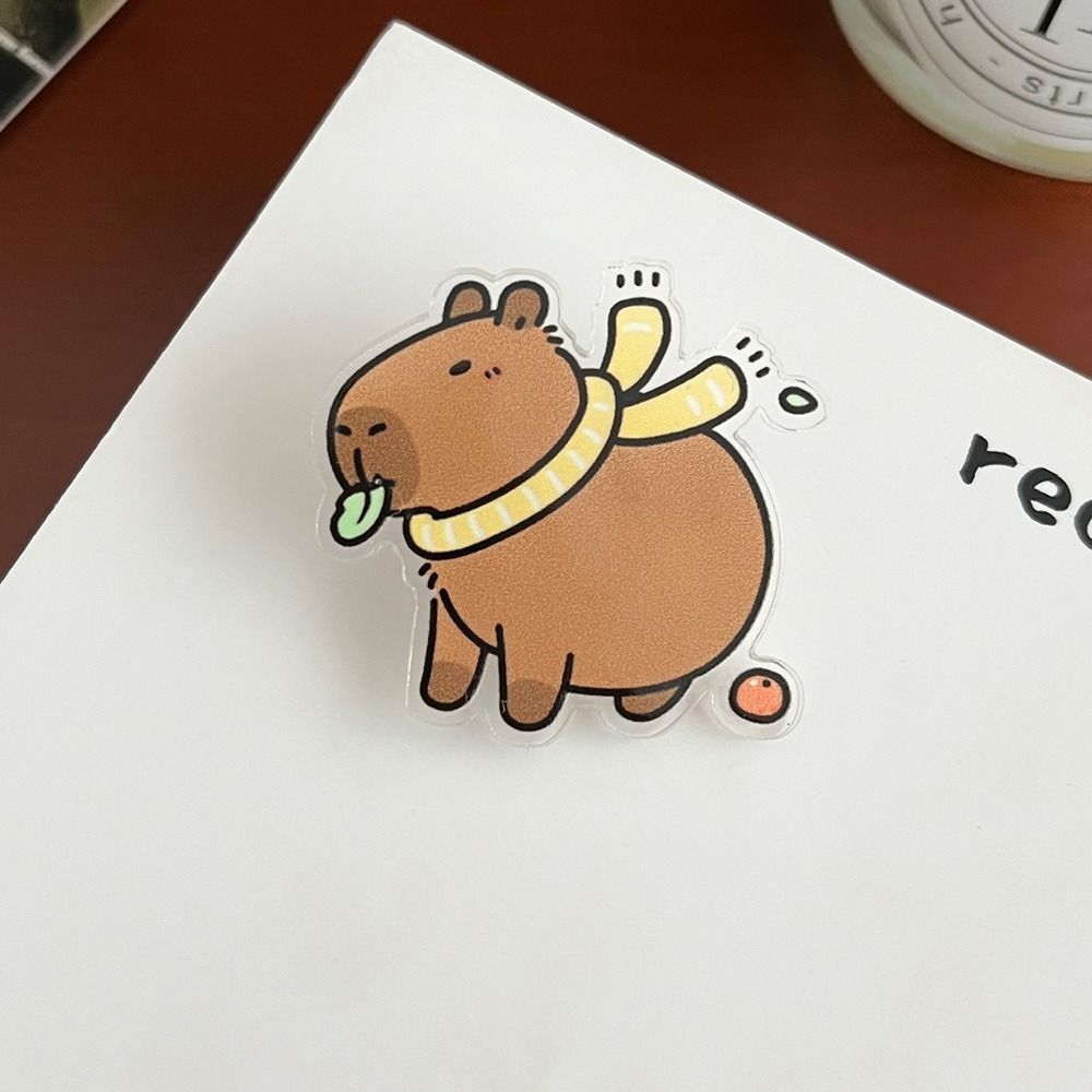 Милая брошь капибара, значок капибары в виде животного, мультяшная акриловая булавка капибара для девочек