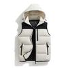Men's Casual Loose Color-blocked Cotton Warm Jacket, Men's Detachable Cap Sleeveless Vest Jacket