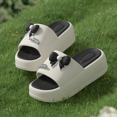 Шлепанцы на толстой подошве с бантом, увеличивающие рост, летние, модные и универсальные, дышащие и прохладные шлепанцы